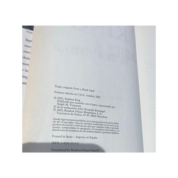 From a Buick 8 (Spanish Version) Stephen King Hardcover Dust Jacket Ex-Libris - Picture 7 of 9